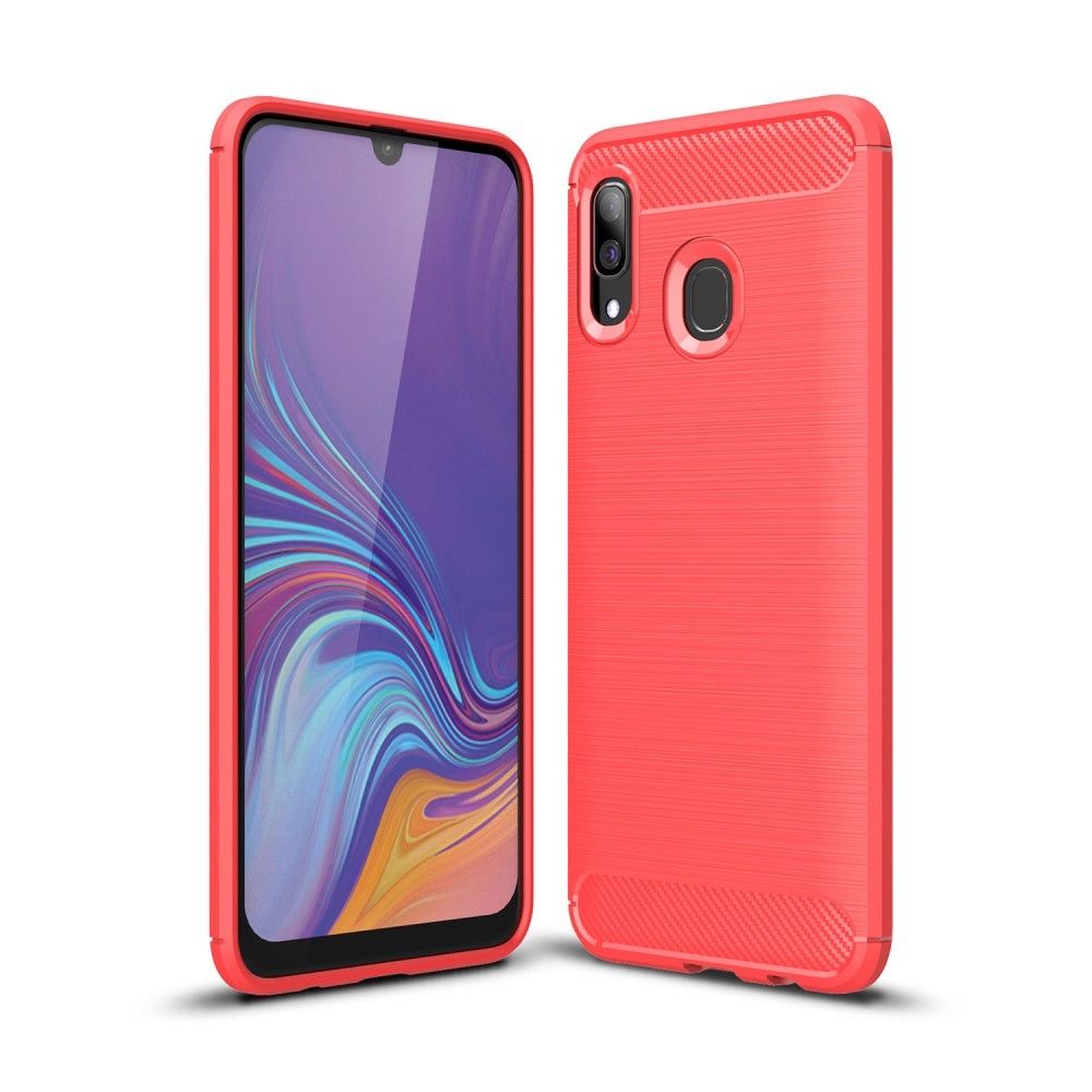 marque generique - Coque en TPU fibre de carbone rouge pour Samsung Galaxy A40 - Coque, étui smartphone