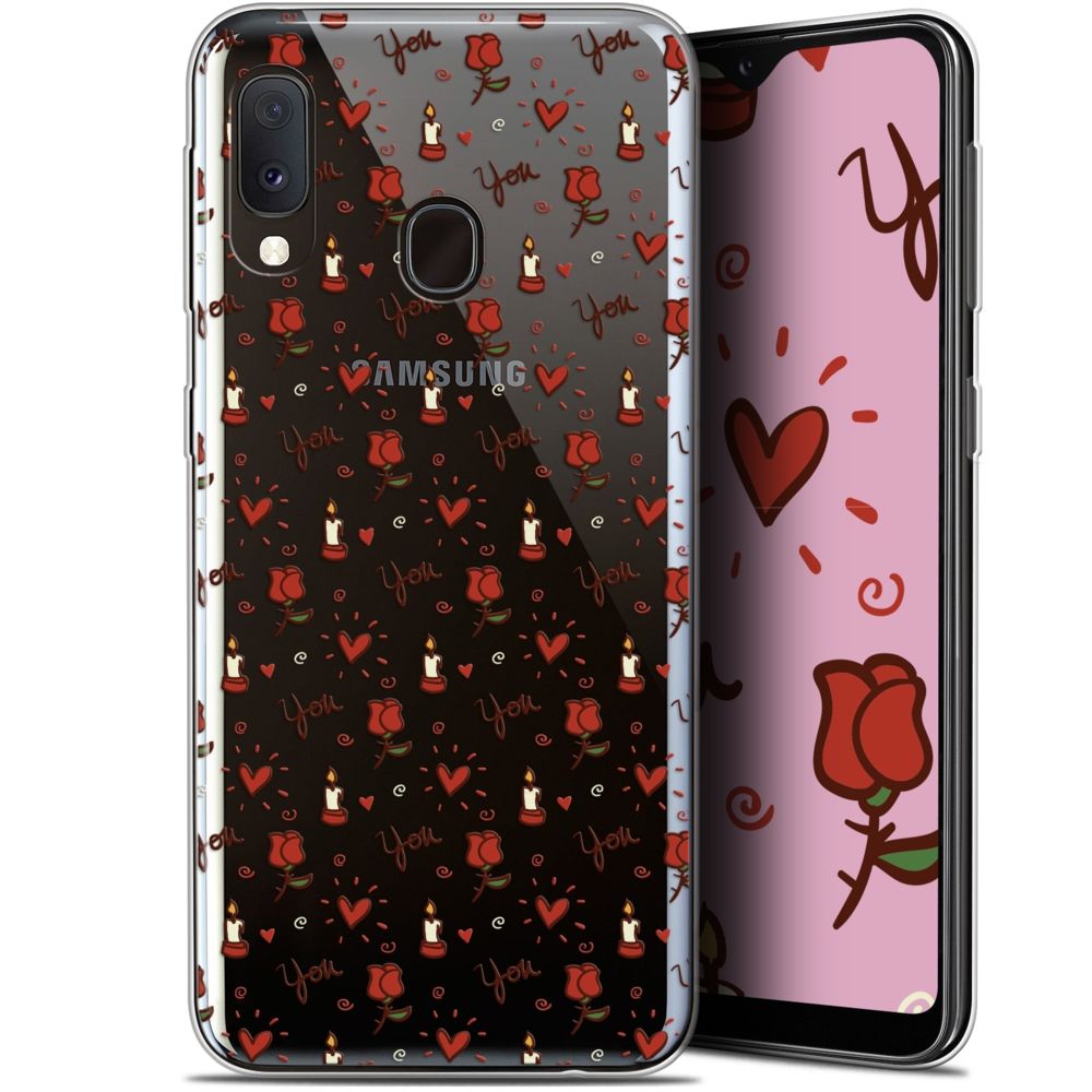 Caseink - Coque Pour Samsung Galaxy A20E (5.8 ) [Gel HD Collection Love Saint Valentin Design Bougies et Roses - Souple - Ultra Fin - Imprimé en France] - Coque, étui smartphone