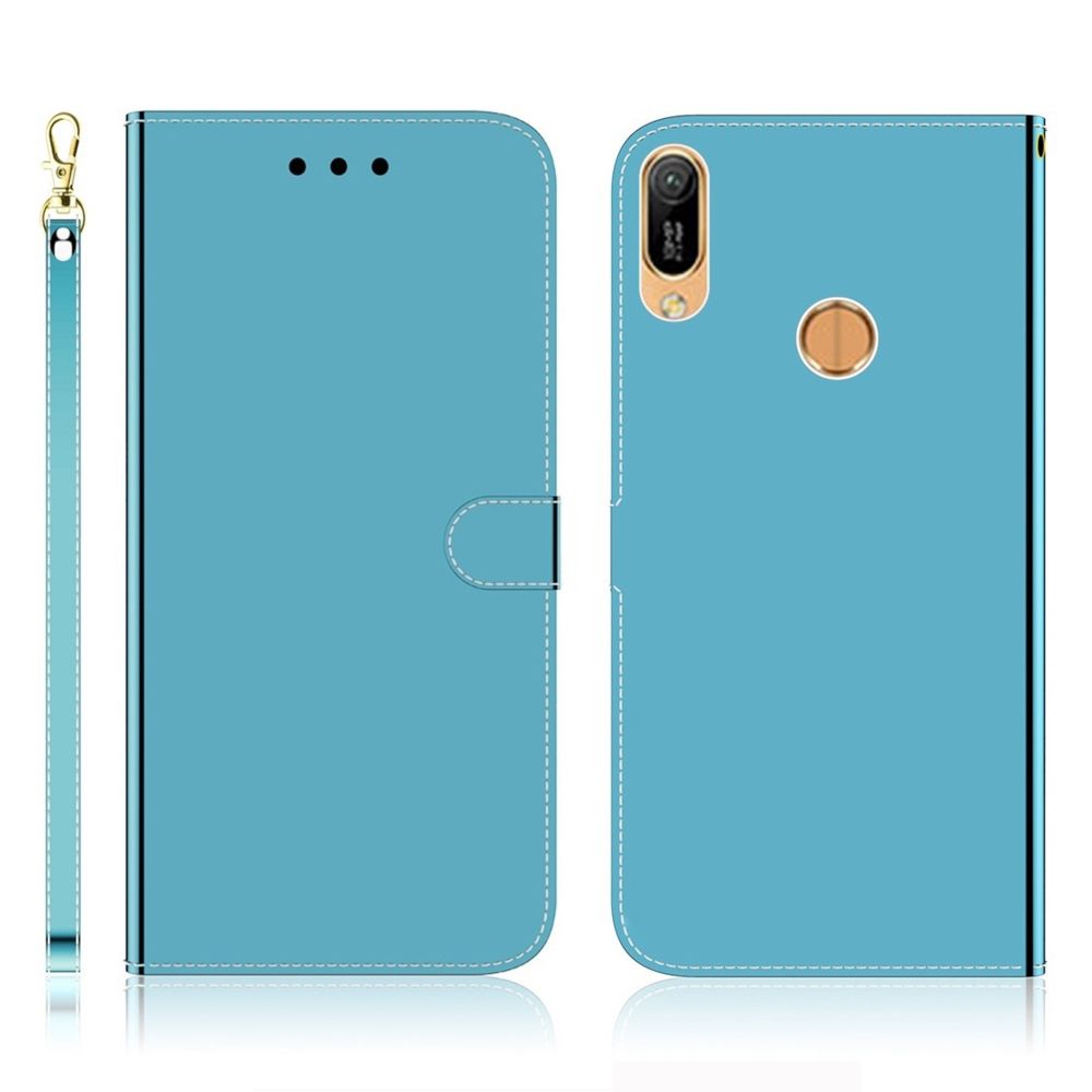 Wewoo - Housse Coque Pour Huawei Y6 2019 Étui en cuir à imitation de surface miroir horizontale avec support et fentes cartes et portefeuille et lanière bleu - Coque, étui smartphone
