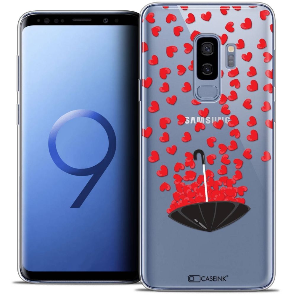 Caseink - Coque Housse Etui Samsung Galaxy S9+ (6.2 ) [Crystal Gel HD Collection Love Saint Valentin Design Parapluie d'Amour - Souple - Ultra Fin - Imprimé en France] - Coque, étui smartphone