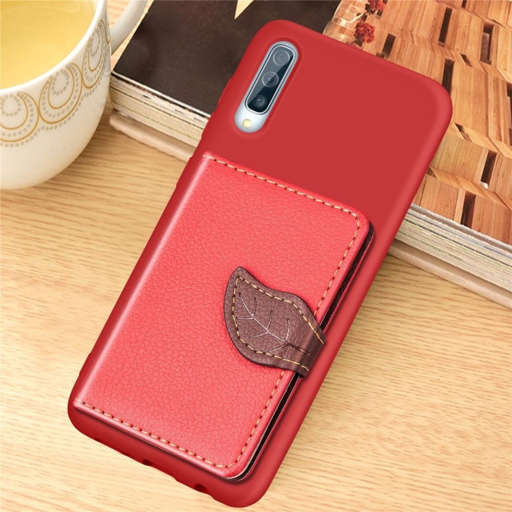 Wewoo - Coque Renforcée Litchi Pattern Card Bag Support de portefeuille + TPU Phone Case avec fente pour carte de Fonction Samsung A70 Rouge - Coque, étui smartphone