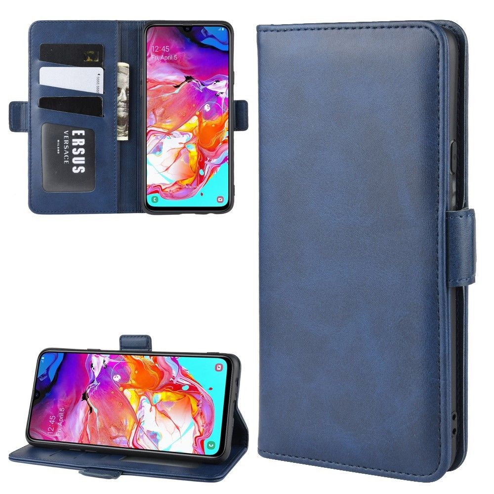 marque generique - Etui en PU fermoir magnétique avec support bleu pour votre Samsung Galaxy A20s - Coque, étui smartphone