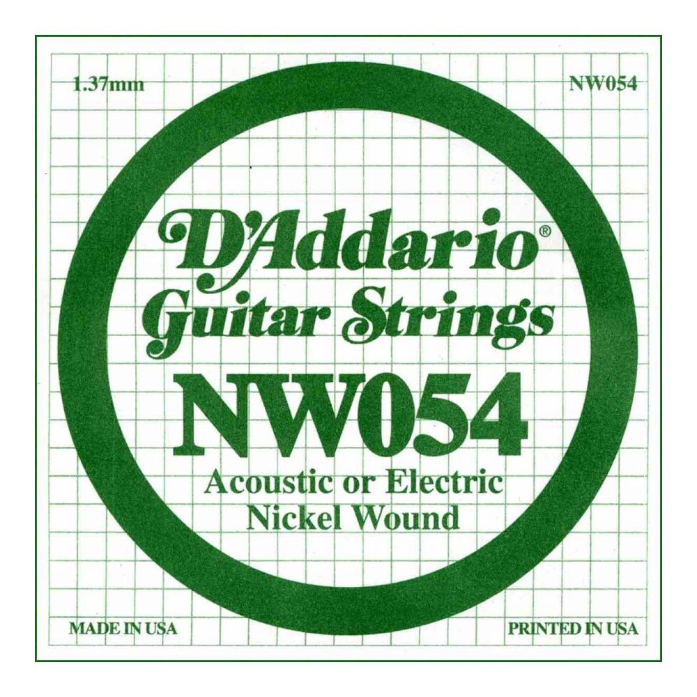 D'Addario - Corde au détail D'addario NW054 - guitare électrique - Filet rond 054 - Accessoires instruments à cordes