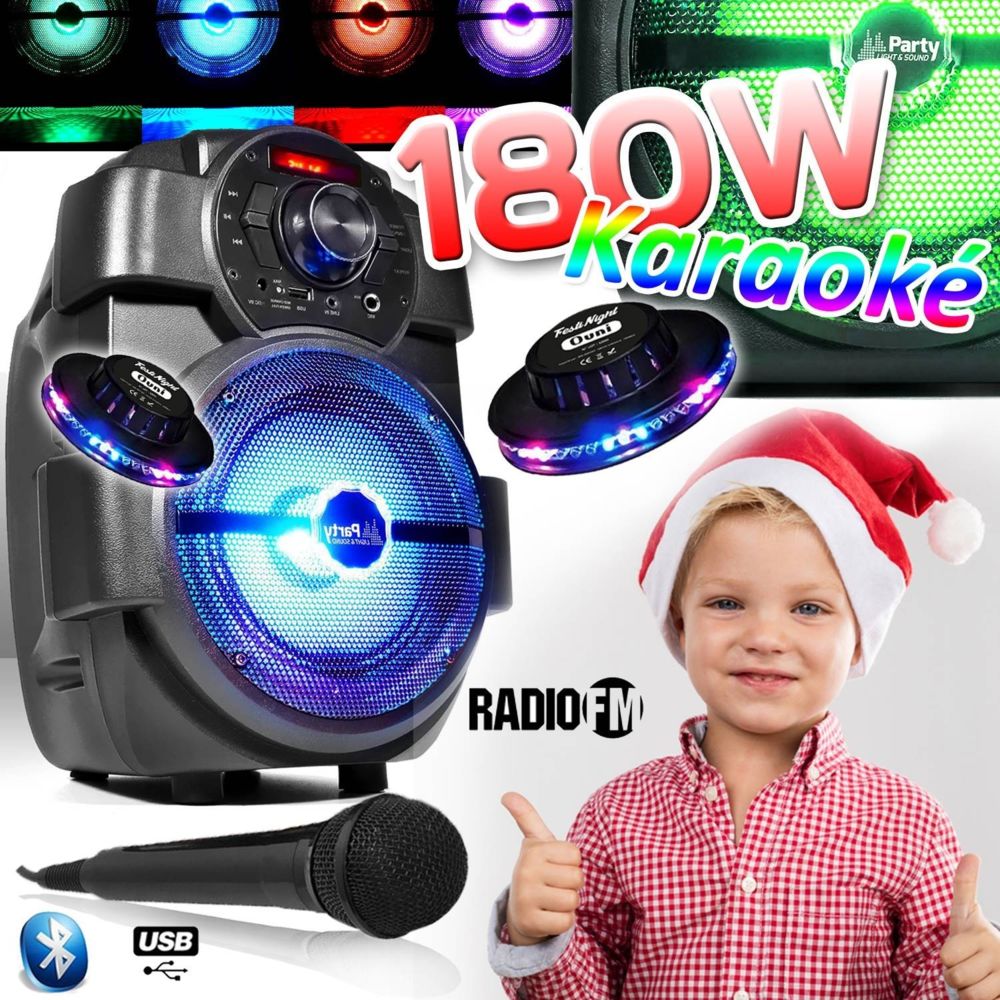 Itpms - Karaoké Enfants Enceinte 180W portable Batterie avec MICRO USB/BLUETOOTH/ RADIO FM + 2 OVNI - Packs sonorisation