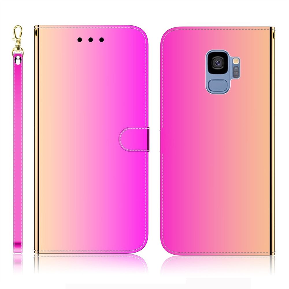 Wewoo - Coque Pour Galaxy S9 Etui à rabat en surface imitation miroir avec fentes cartes et porte-cartes ainsi que portefeuille et lanière dégradé de couleur - Coque, étui smartphone