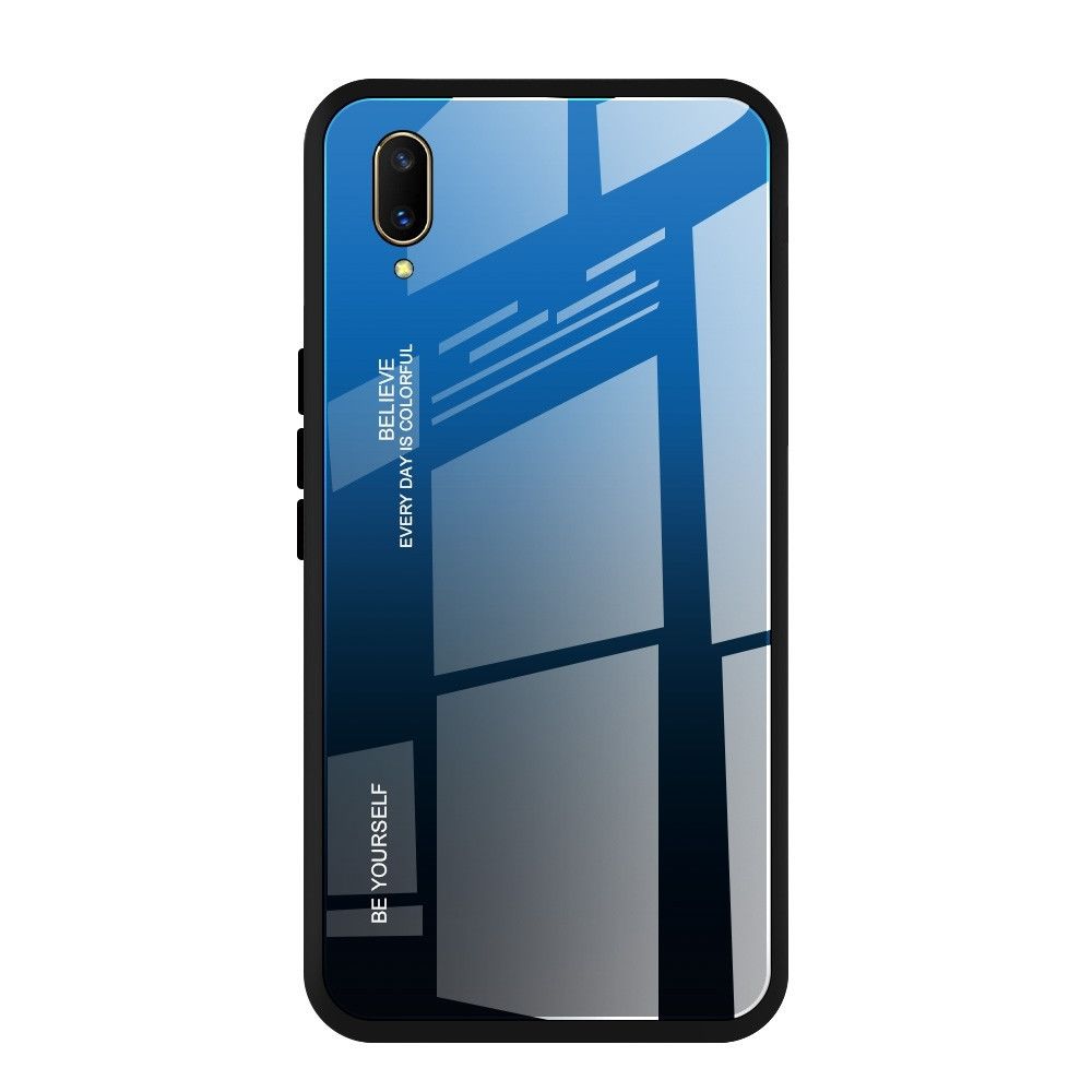 Wewoo - Coque Pour Vivo V11 Gradient Color Glass Case Bleu - Coque, étui smartphone