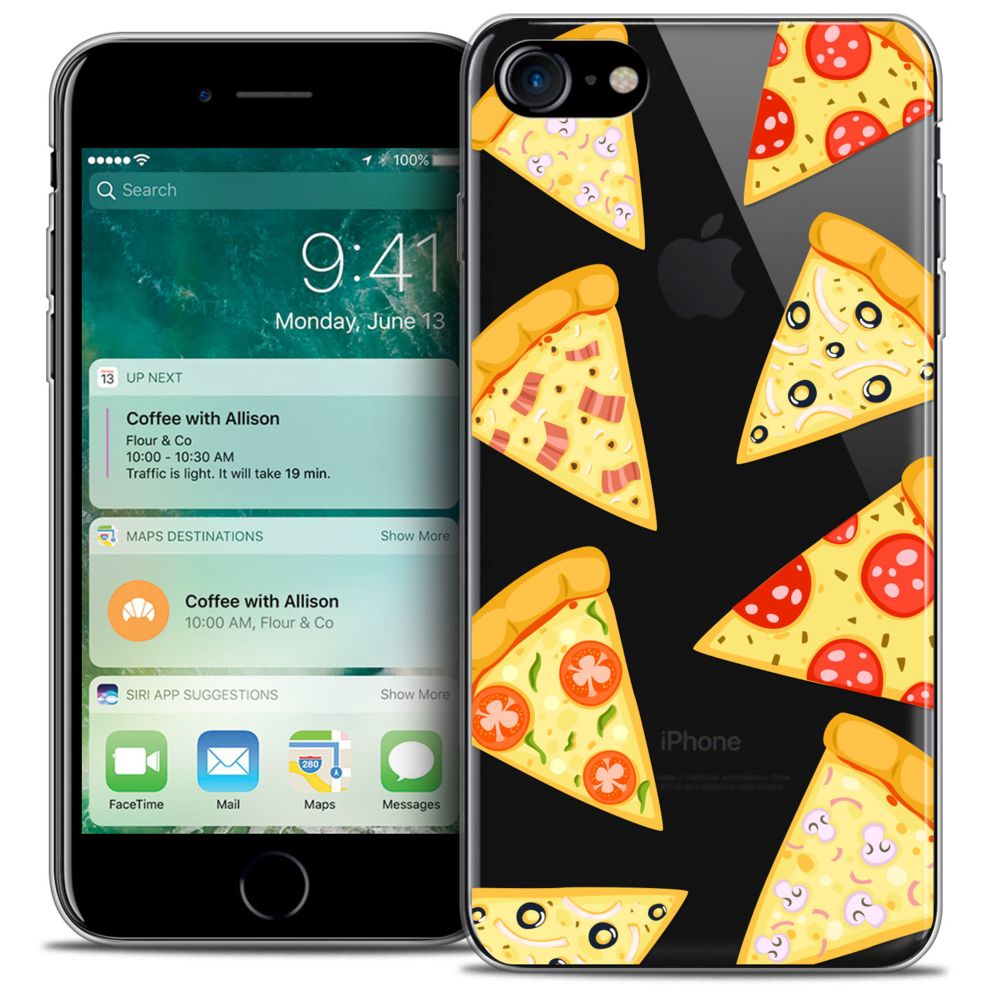 Caseink - Coque Housse Etui Apple iPhone 7 (4.7 ) [Crystal Gel HD Collection Foodie Design Pizza - Souple - Ultra Fin - Imprimé en France] - Coque, étui smartphone