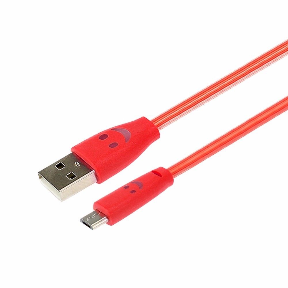 Shot - Cable Smiley Micro USB pour SAMSUNG Galaxy J6 LED Lumiere Android Chargeur USB Smartphone Connecteur (ROUGE) - Chargeur secteur téléphone