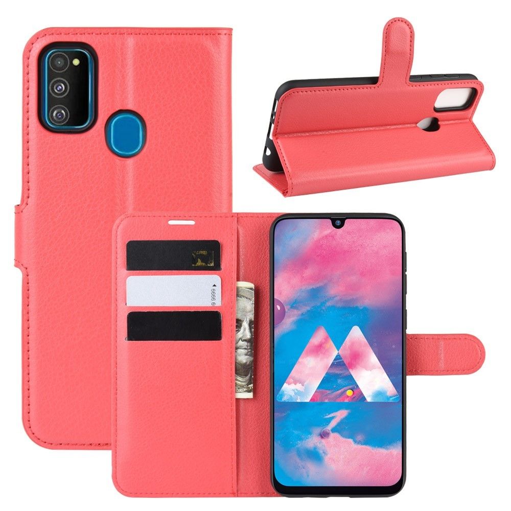 marque generique - Etui en PU avec support rouge pour votre Samsung Galaxy M30s - Coque, étui smartphone