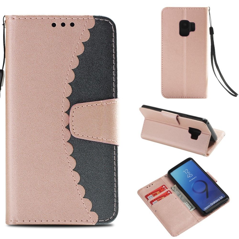 marque generique - Etui en PU épissage bi-couleur or rose/gris pour votre Samsung Galaxy S9 SM-G960 - Autres accessoires smartphone