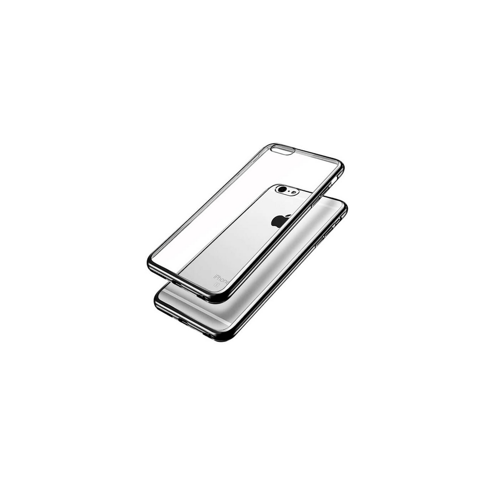 Shot - Coque Silicone Contour IPHONE 6/6S APPLE Chrome Transparente Bumper Protection Gel Souple (NOIR) - Coque, étui smartphone