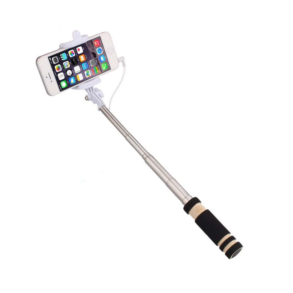 marque generique - Mini Perche Selfie pour LeEco Le 2 Smartphone avec Cable Jack Selfie Stick Android IOS Reglable Bouton Photo (NOIR) - Autres accessoires smartphone