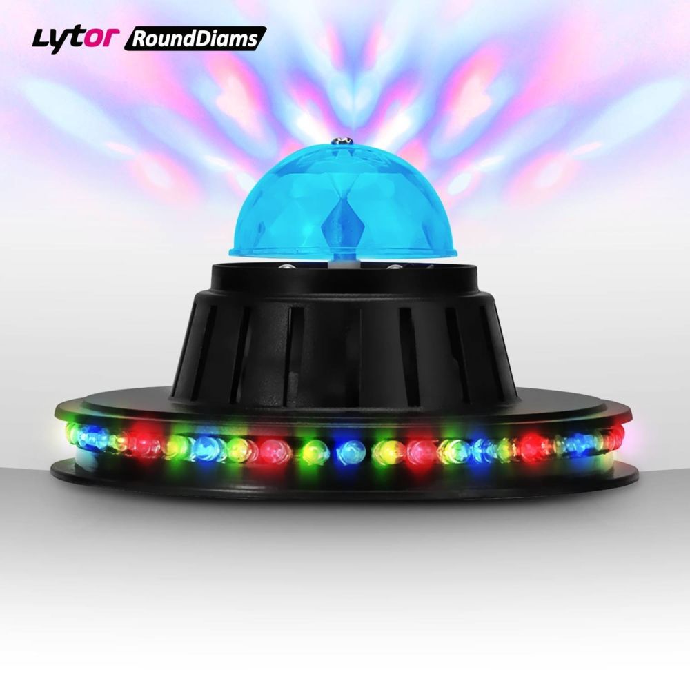 Lytor - Jeu de lumière effet rotatif 360° Friztal 3x1W LEDs + UFO 48x1W LEDs RVB - Effets à LED