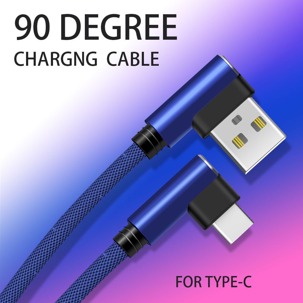 Shot - Cable Fast Charge 90 degres Type C pour SAMSUNG Galaxy A3 2017 Smartphone Android Connecteur Recharge Chargeur Universel (BLEU) - Chargeur secteur téléphone