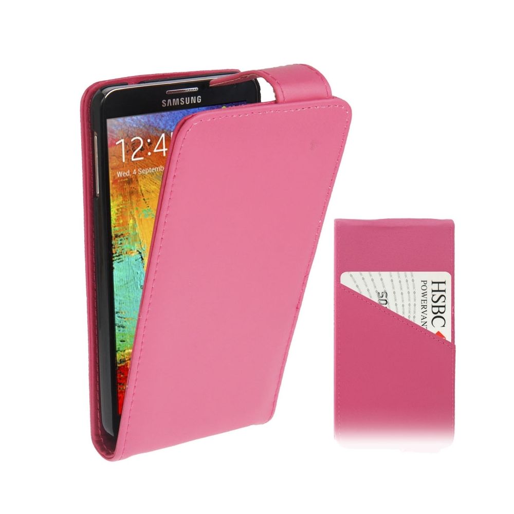 Wewoo - Housse Étui Magenta pour Samsung Galaxy Note III / N9000 carte de crédit en cuir à rabat vertical avec fente - Coque, étui smartphone