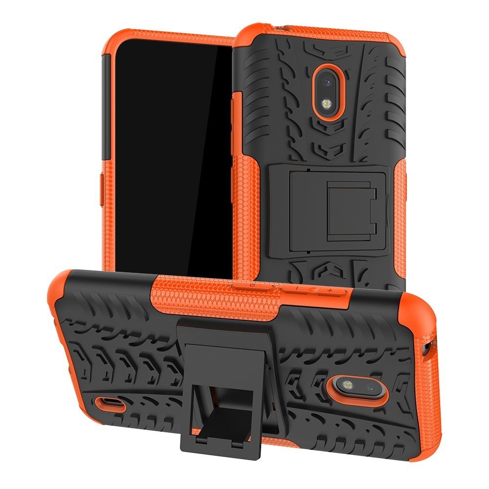 marque generique - Coque en TPU hybride cool anti-goutte avec béquille orange pour votre Nokia 2.2 - Coque, étui smartphone