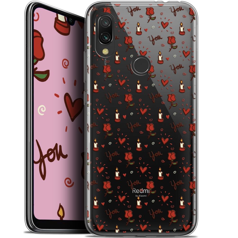 Caseink - Coque Pour Xiaomi Redmi 7 (6.26 ) [Gel HD Collection Love Saint Valentin Design Bougies et Roses - Souple - Ultra Fin - Imprimé en France] - Coque, étui smartphone