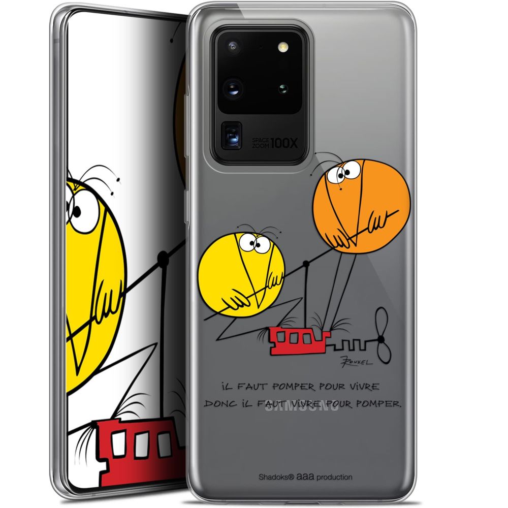 Caseink - Coque Pour Samsung Galaxy S20 Ultra (6.9 ) [Gel HD Collection Les Shadoks ? Design Vivre Pour Pomper - Souple - Ultra Fin - Imprimé en France] - Coque, étui smartphone