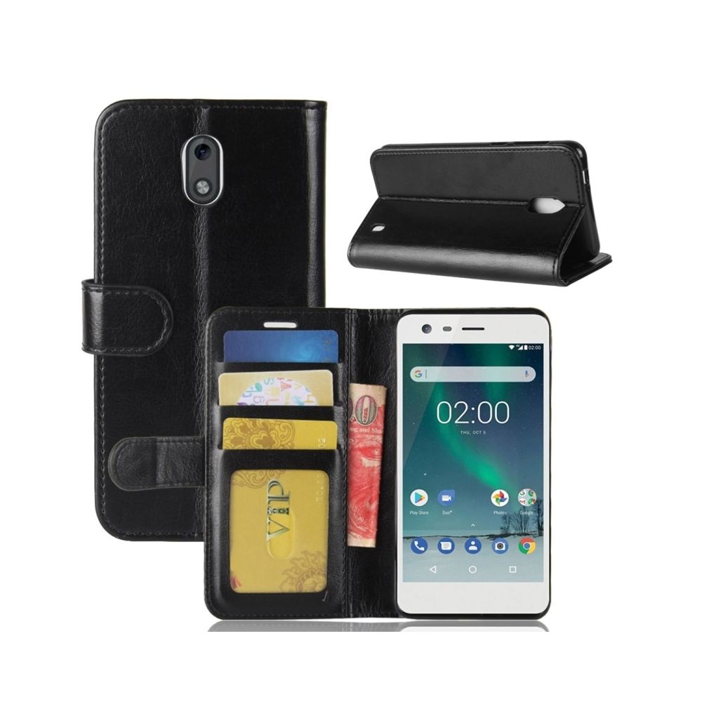 Wewoo - Housse Étui noir pour Nokia 2 Crazy Horse Texture horizontale Flip en cuir avec titulaire et fentes cartes porte-monnaie - Coque, étui smartphone