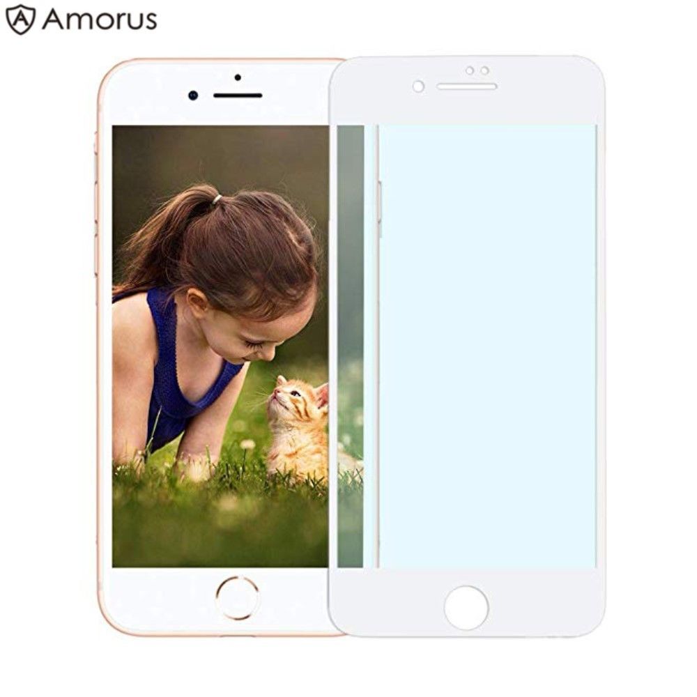 marque generique - Protecteur écran en verre trempé bord d'arc pleine taille 0.3mm anti-lumière bleue blanc pour votre Apple iPhone 8 Plus/7 Plus 5.5 pouces - Protection écran smartphone