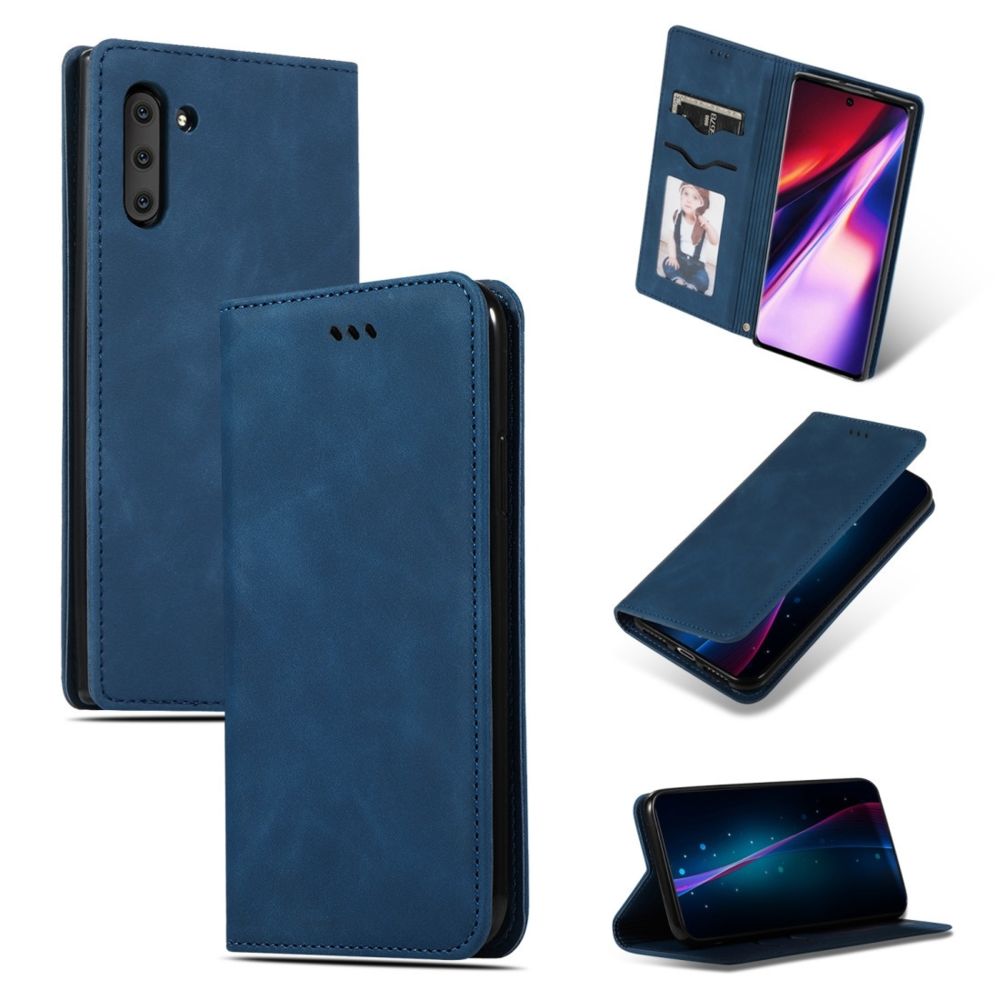 Wewoo - Housse Étui Coque Etui en cuir avec rabat horizontal magnétique Business Skin Feel pour Galaxy Note 10 bleu marine - Coque, étui smartphone
