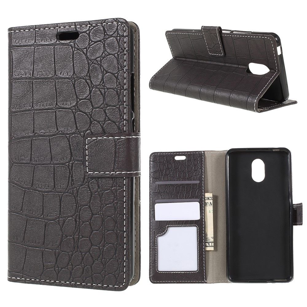 marque generique - Etui en PU crocodile vintage noir pour votre Wiko Lenny 5 - Autres accessoires smartphone