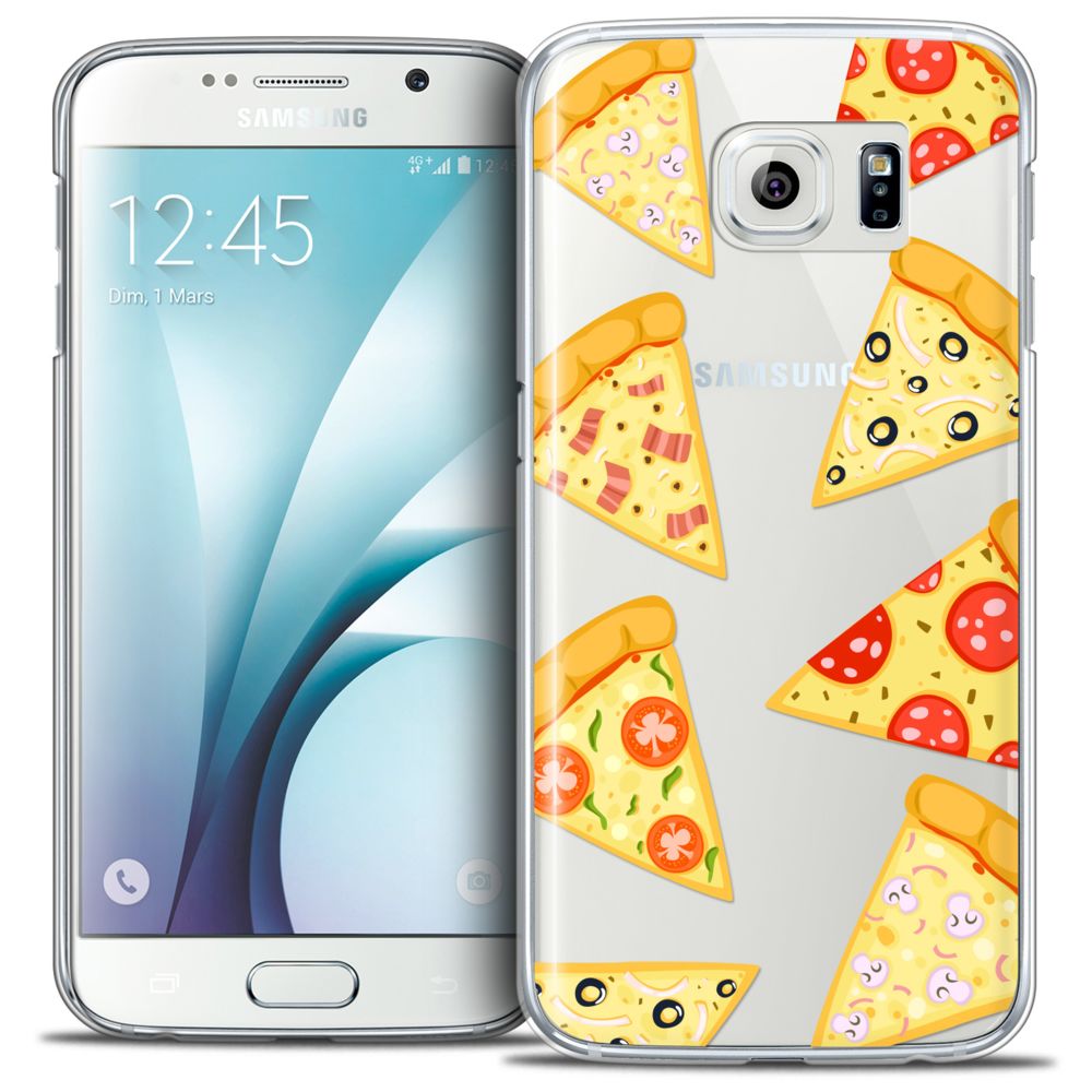 Caseink - Coque Housse Etui Samsung Galaxy S6 [Crystal HD Collection Foodie Design Pizza - Rigide - Ultra Fin - Imprimé en France] - Coque, étui smartphone