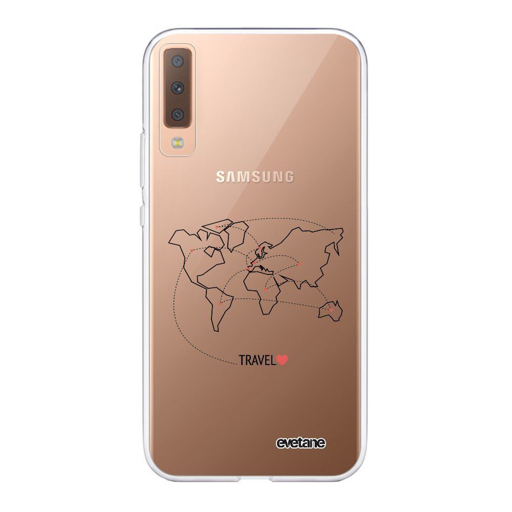 Evetane - Coque Samsung Galaxy A7 2018 souple transparente Travel Motif Ecriture Tendance Evetane. - Coque, étui smartphone