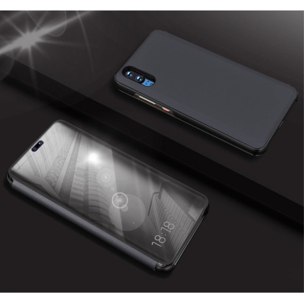 marque generique - Etui en PU  la fenêtre d'affichage surface miroir noir pour Huawei P20 - Autres accessoires smartphone