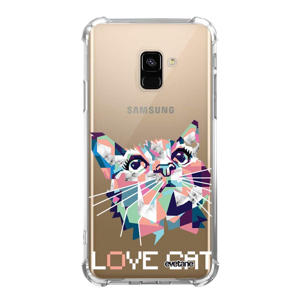 Evetane - Coque Samsung Galaxy A8 2018 anti-choc souple avec angles renforcés Cat pixels Evetane - Coque, étui smartphone