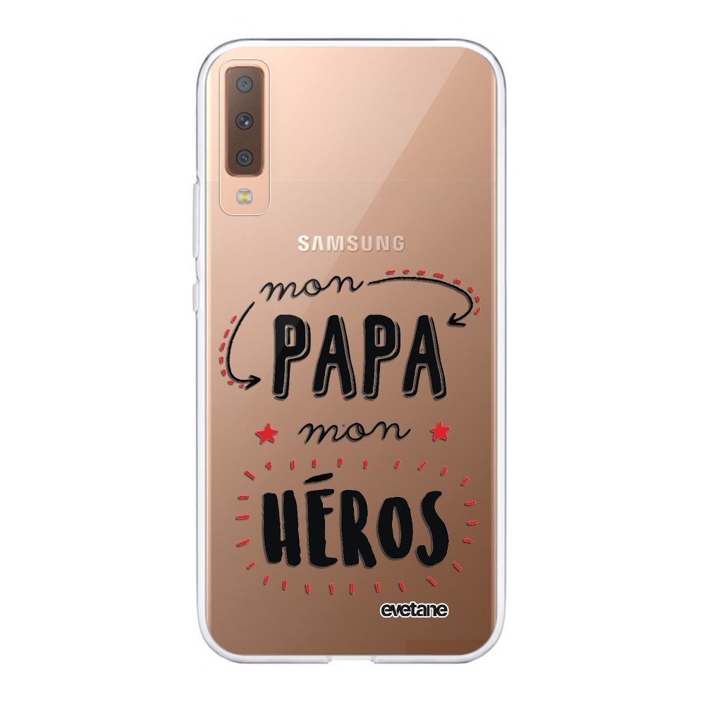 Evetane - Coque Samsung Galaxy A7 2018 360 intégrale transparente Mon papa mon héros Ecriture Tendance Design Evetane. - Coque, étui smartphone