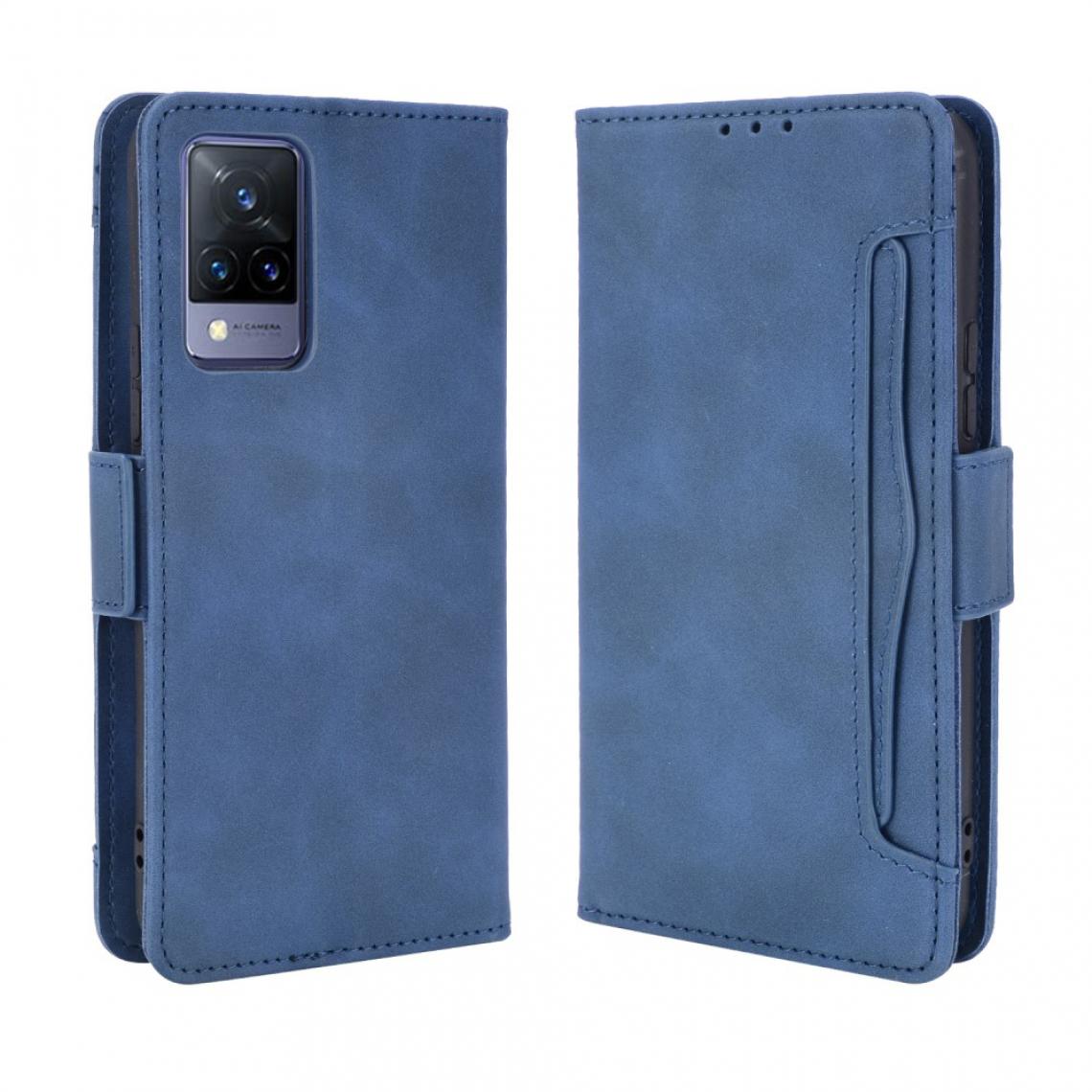 Other - Etui en PU avec plusieurs porte-cartes bleu pour votre Vivo V21 5G/4G - Coque, étui smartphone