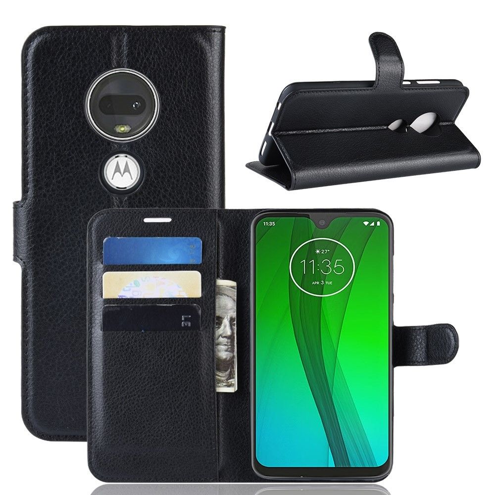 marque generique - Etui en PU avec un support noir pour votre Motorola Moto G7/G7 Plus - Coque, étui smartphone