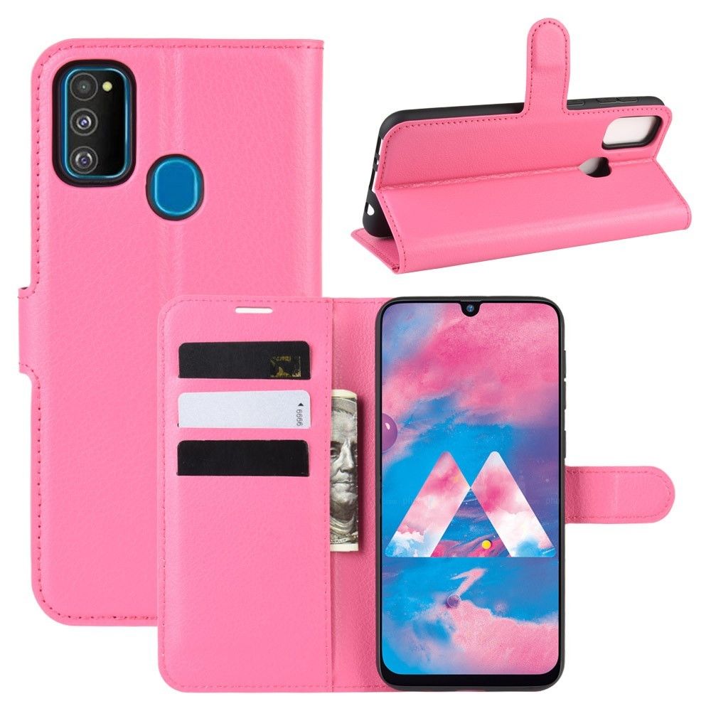 marque generique - Etui en PU avec support rose pour Samsung Galaxy M30s - Coque, étui smartphone