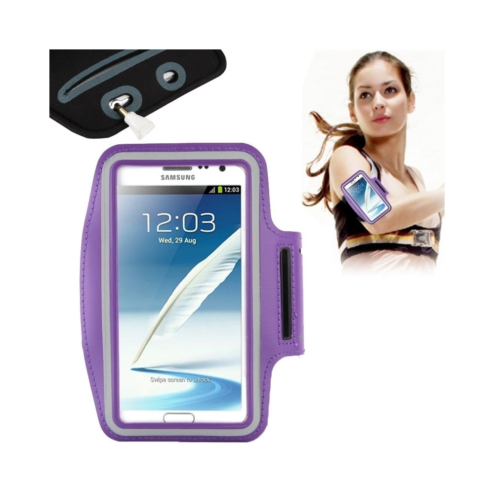 Wewoo - Brassard pour le Samsung Galaxy Note 4 / N910 / note III / N9000 / II / N7100 / i9220 / N7000 / N7005 / Sony Z2 / Z1 pourpre universel de sports d'unité centrale avec trou d'écouteur - Autres accessoires smartphone