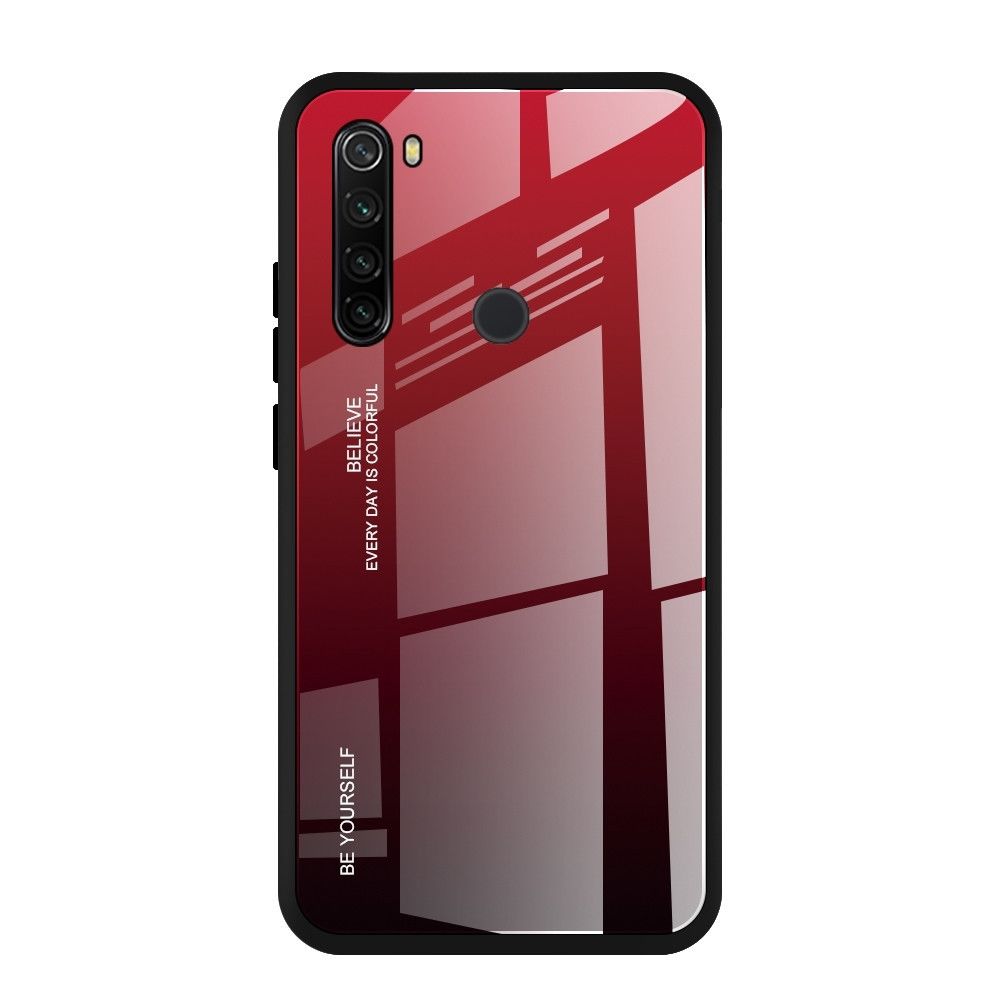Wewoo - Coque Pour Xiaomi Redmi Note 8T étui en verre de couleur dégradée rouge - Coque, étui smartphone