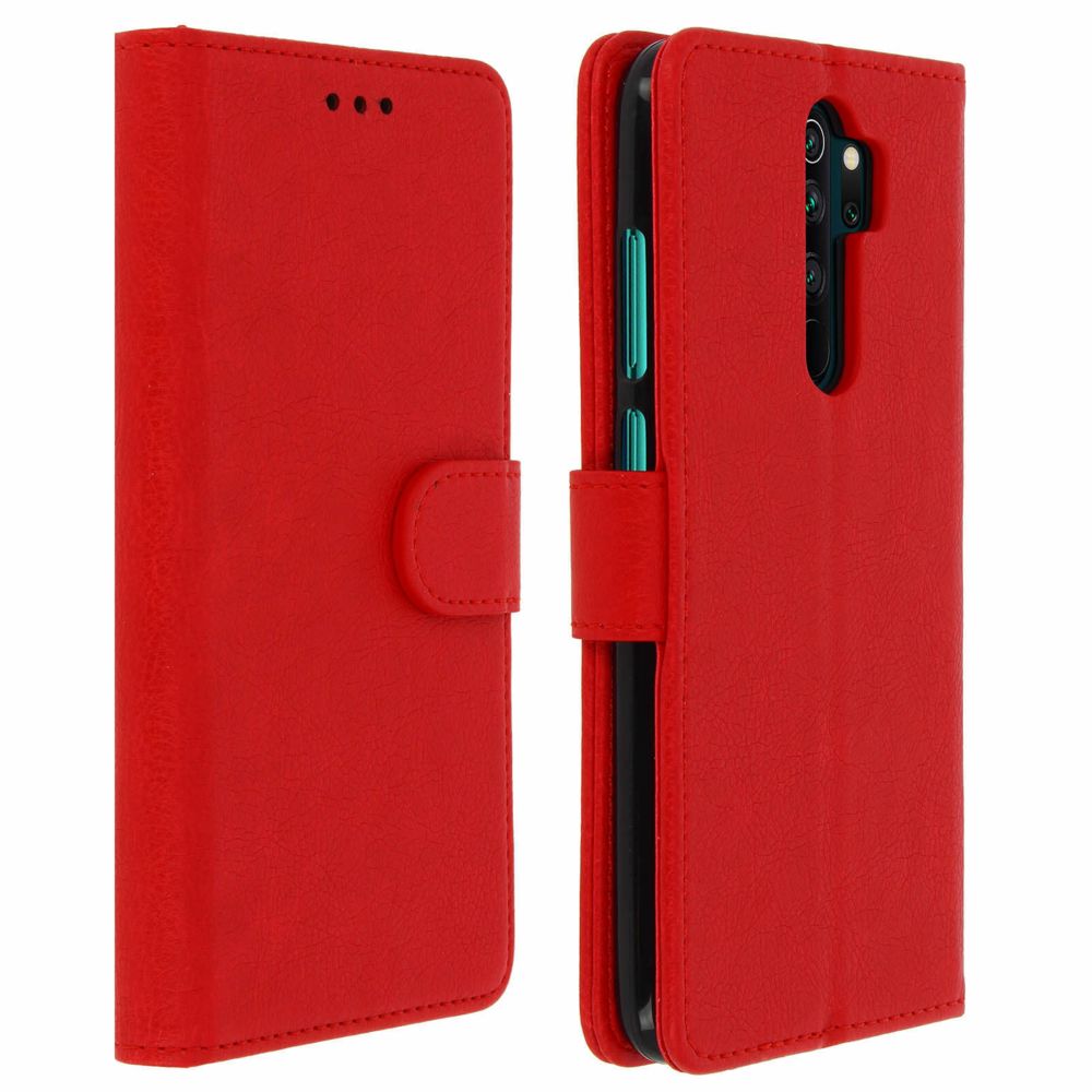 Avizar - Étui Xiaomi Redmi Note 8 Pro Housse Porte-cartes Fonction Support rouge - Coque, étui smartphone