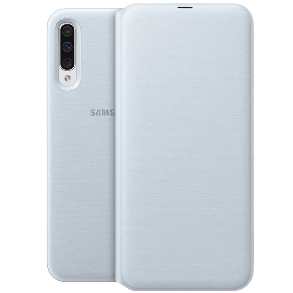 Samsung - Housse Galaxy A50 Etui Portefeuille Coque Rigide Wallet Cover Original Blanc - Coque, étui smartphone