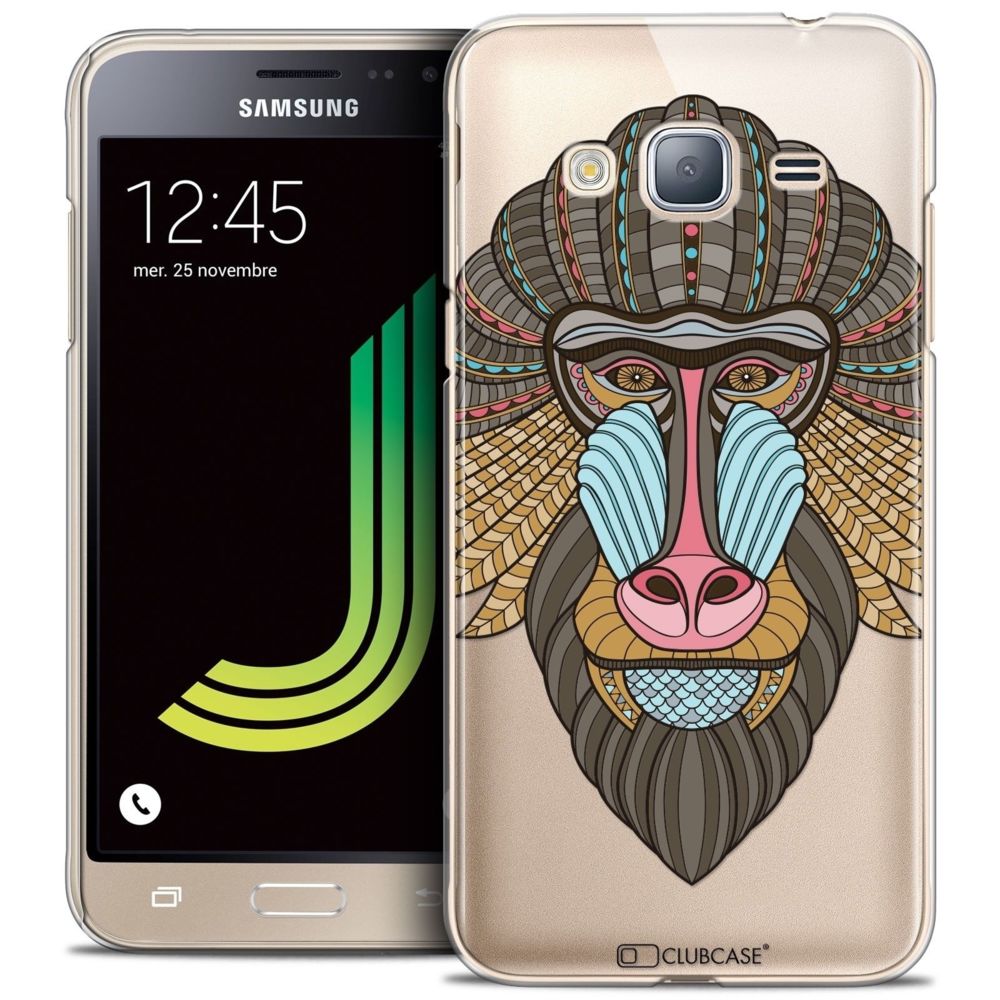 Caseink - Coque Housse Etui Samsung Galaxy J3 2016 (J320) [Crystal Rigide HD Collection Summer Design Babouin - Rigide - Ultra Fin - Imprimé en France] - Coque, étui smartphone