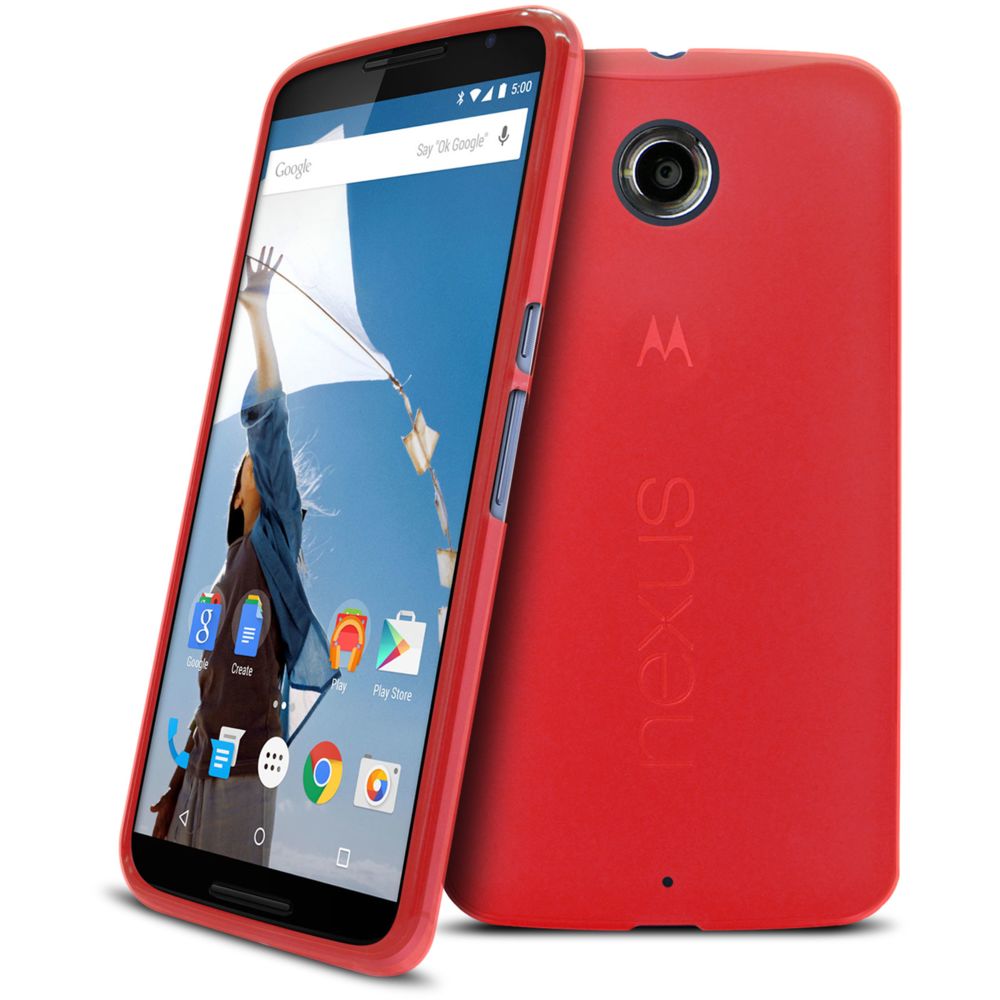 Caseink - Coque Housse Pour Motorola Nexus 6 - Semi Rigide Gel [ Extra Fine Mat/Brillant ] Rouge - Coque, étui smartphone