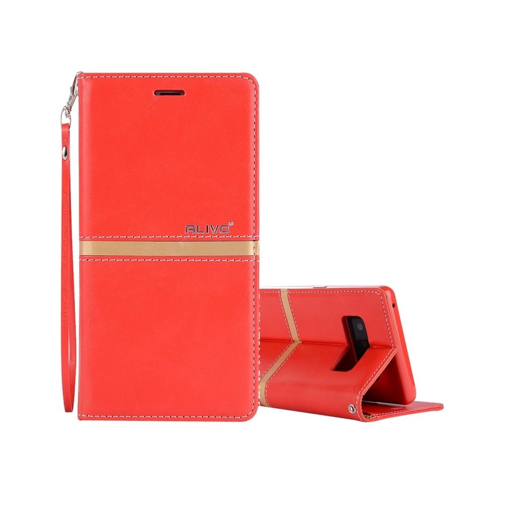 Wewoo - Coque rouge pour Samsung Galaxy Note 8 Housse en cuir avec rabat et fentes cartes porte-monnaie lanière - Coque, étui smartphone