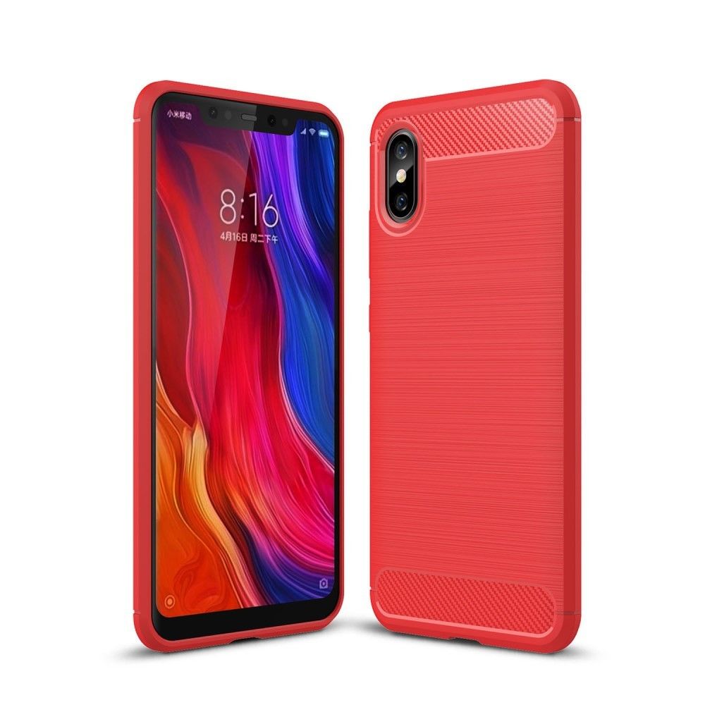 marque generique - Coque en TPU fibre de carbone rouge pour votre Xiaomi Mi 8 Explorer Edition - Autres accessoires smartphone