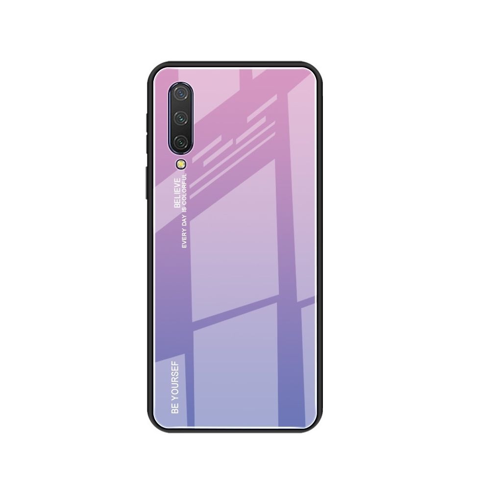 Wewoo - Coque Pour Xiaomi Mi CC9 Gradient Color Glass Case Light Purple - Coque, étui smartphone