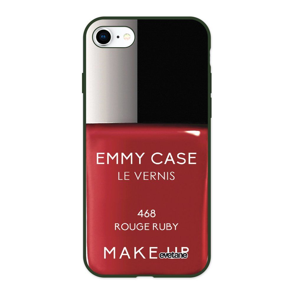 Evetane - Coque iPhone 7/8/ iPhone SE 2020 Silicone Liquide Douce vert kaki Vernis Rouge Ecriture Tendance et Design Evetane - Coque, étui smartphone