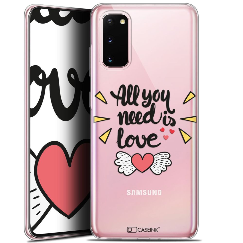 Caseink - Coque Pour Samsung Galaxy S20 (6.2 ) [Gel HD Collection Love Saint Valentin Design All U Need Is - Souple - Ultra Fin - Imprimé en France] - Coque, étui smartphone