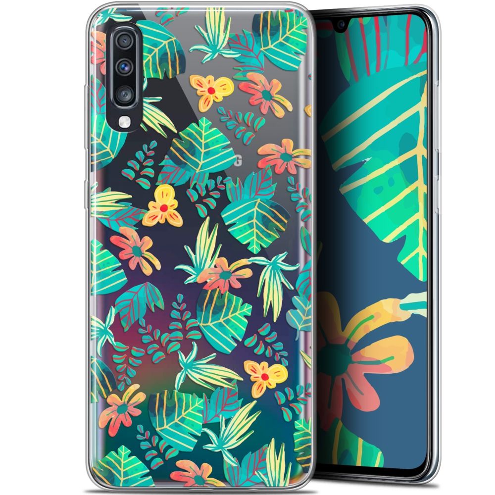 Caseink - Coque Pour Samsung Galaxy A70 (6.7 ) [Gel HD Collection Spring Design Tropical - Souple - Ultra Fin - Imprimé en France] - Coque, étui smartphone