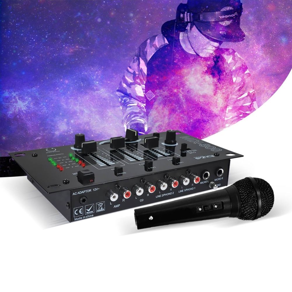 Ibiza Sound - Table de mixage IBIZA SOUND MIX-800 3 voies 5 entrées + Microphone à main noir - Tables de mixage