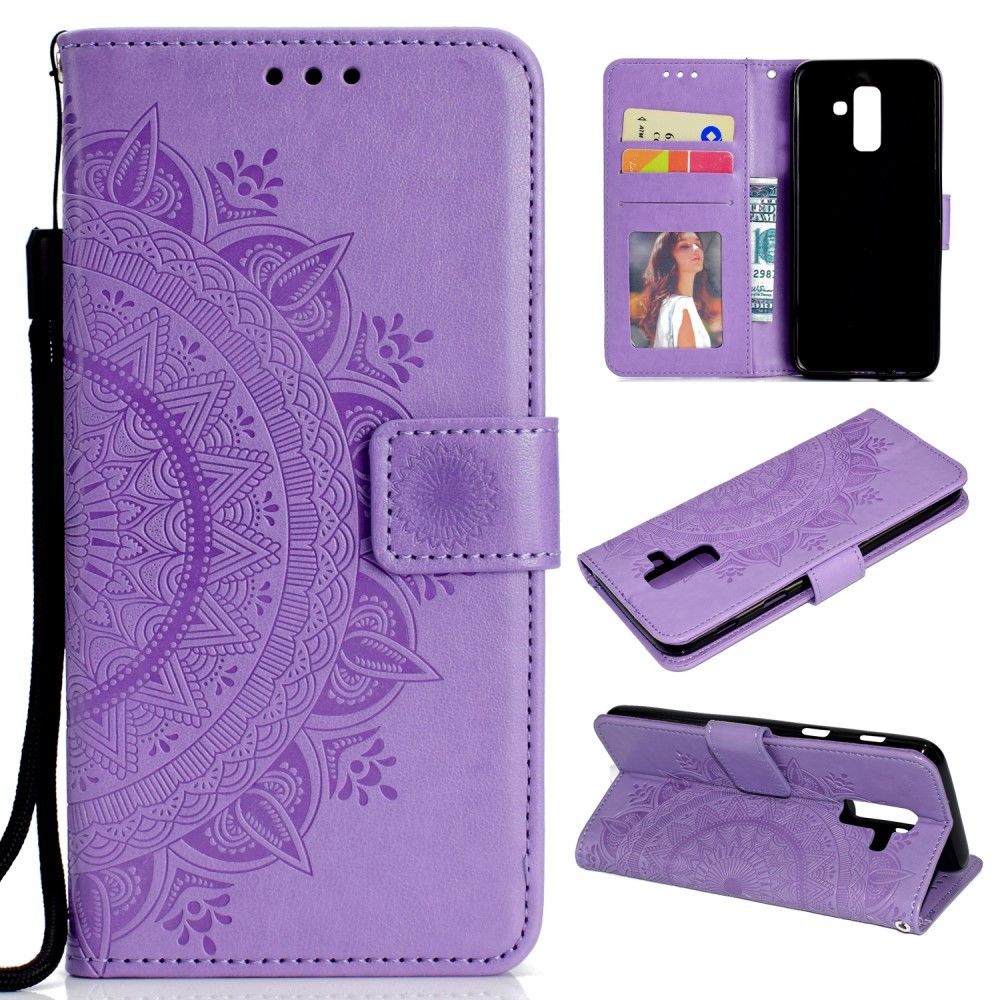 marque generique - Etui en PU fleur mandala violet pour votre Samsung Galaxy A6 Plus (2018) - Autres accessoires smartphone