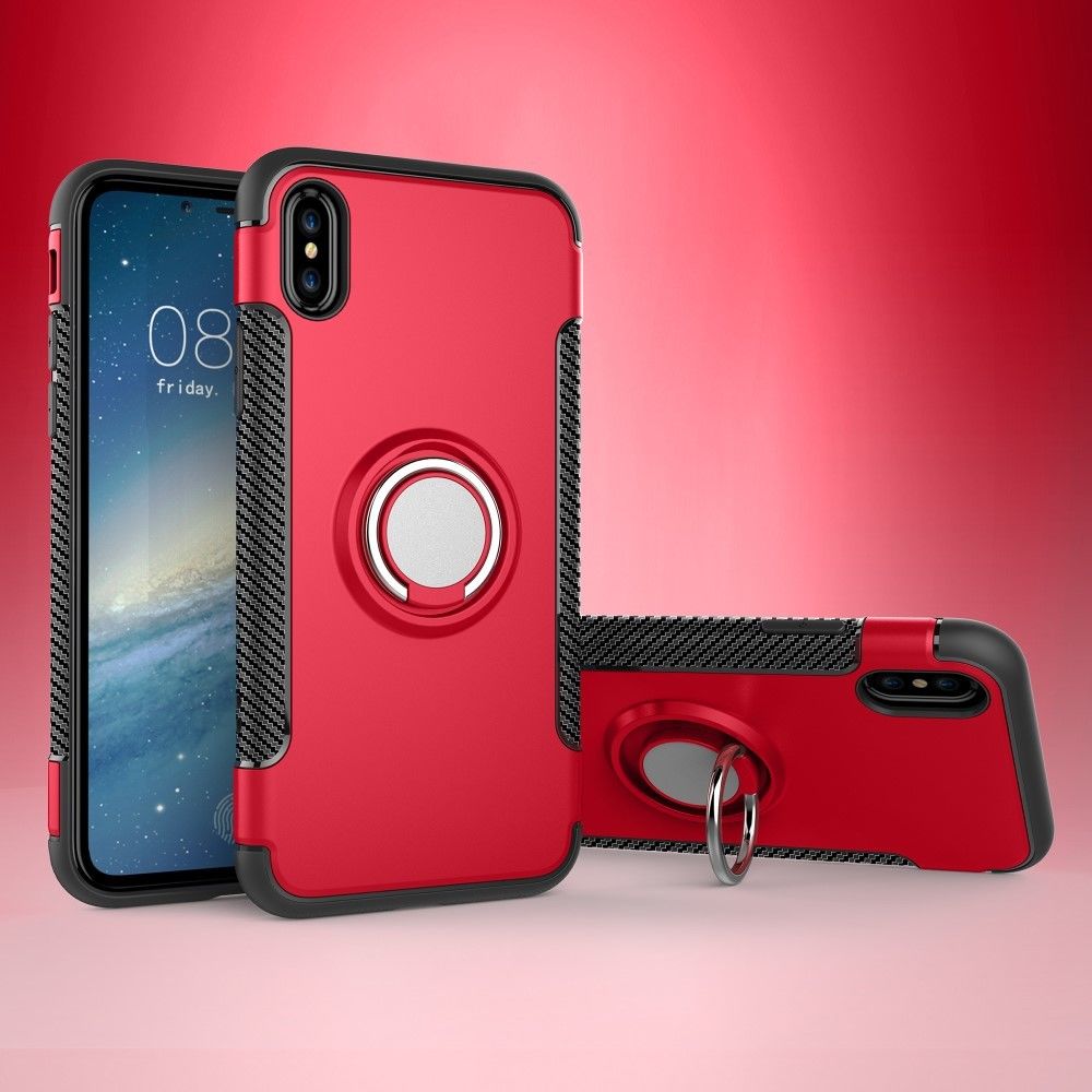 marque generique - Coque en TPU hybride en fibre de carbone rouge pour votre Apple iPhone XS - Autres accessoires smartphone