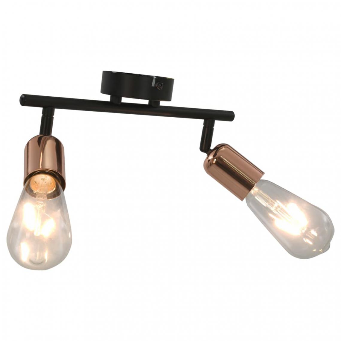 Icaverne - Splendide Luminaires categorie N’Djaména Projecteur à 2 voies avec ampoules à filament 2W Noir et cuivre - Accessoires